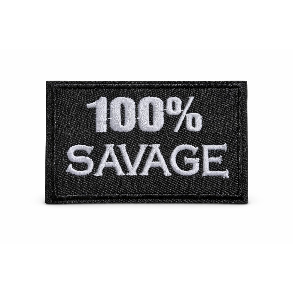 100% Savage Embroidered Morale Patch Hook & Loop Tactical Badge Black White